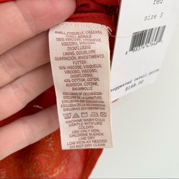 Free people red gold sequin embroidered open back top size small - Picture 9 of 9